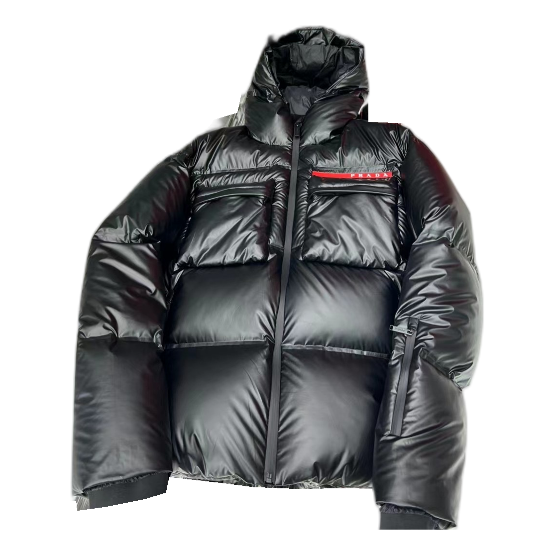 Prada Linea Rossa Hooded Puffer Jacket | Black