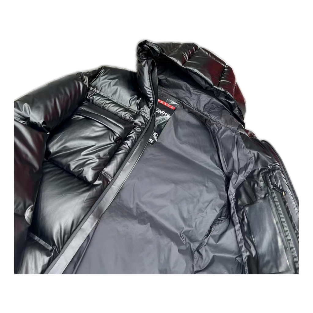 Prada Linea Rossa Hooded Puffer Jacket | Black